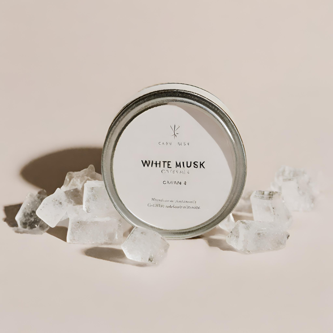 Fondant parfumé Musc Blanc avec des notes florales et musquées de fleurs blanches, jasmin et musc